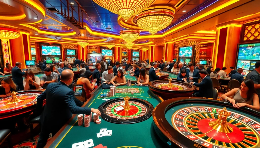Engage with BDJL in a lively casino atmosphere featuring dynamic gaming tables and enthusiastic players.