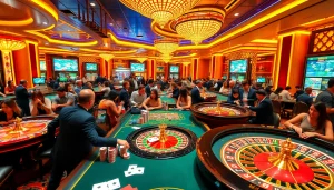 Engage with BDJL in a lively casino atmosphere featuring dynamic gaming tables and enthusiastic players.