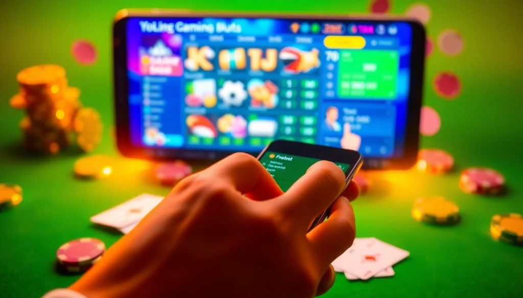 Engaging visual of the 55DD platform showcasing various online casino games and a user placing bets.