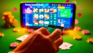 Engaging visual of the 55DD platform showcasing various online casino games and a user placing bets.