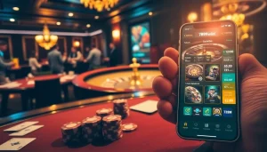 Engaged players at 789win club enjoying a vibrant casino atmosphere with poker cards and a roulette wheel.