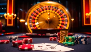 Join the thrilling games at https://lc88x.com/, where vibrant casino tables and poker chips create an immersive gambling experience.