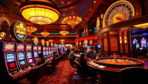 Petaruh yang antusias menikmati slot Bet 200 di mesin kasino yang penuh warna