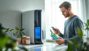 Automatic pill dispenser in a modern health setting, showcasing user-friendly design and technology integration.