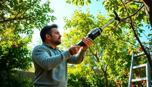 Using the best electric pole saw for efficient tree trimming in a sunny backyard