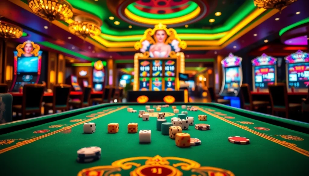 Exciting gaming atmosphere featuring Gopay88 Daftar with vibrant slot machines and poker chips.