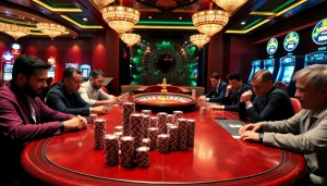 Engaging poker gameplay at QQ88 casino with vibrant color palette and high-stakes atmosphere.