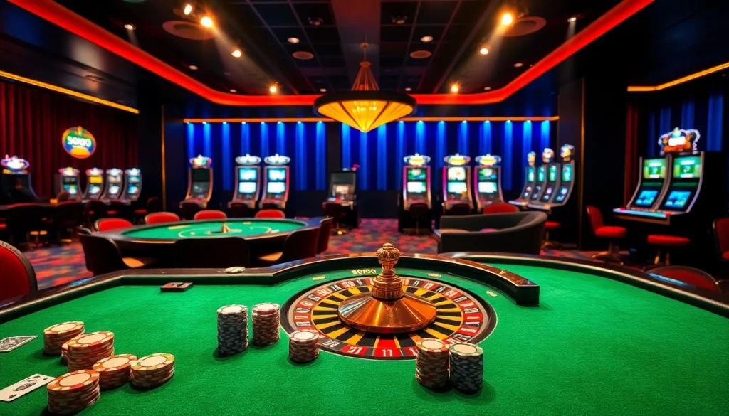 Play exciting casino games at SODO with vibrant betting tables and colorful chips.