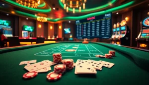 Engaging gamblers at a luxurious online casino setting on https://mk8th.net/ with cards and chips.