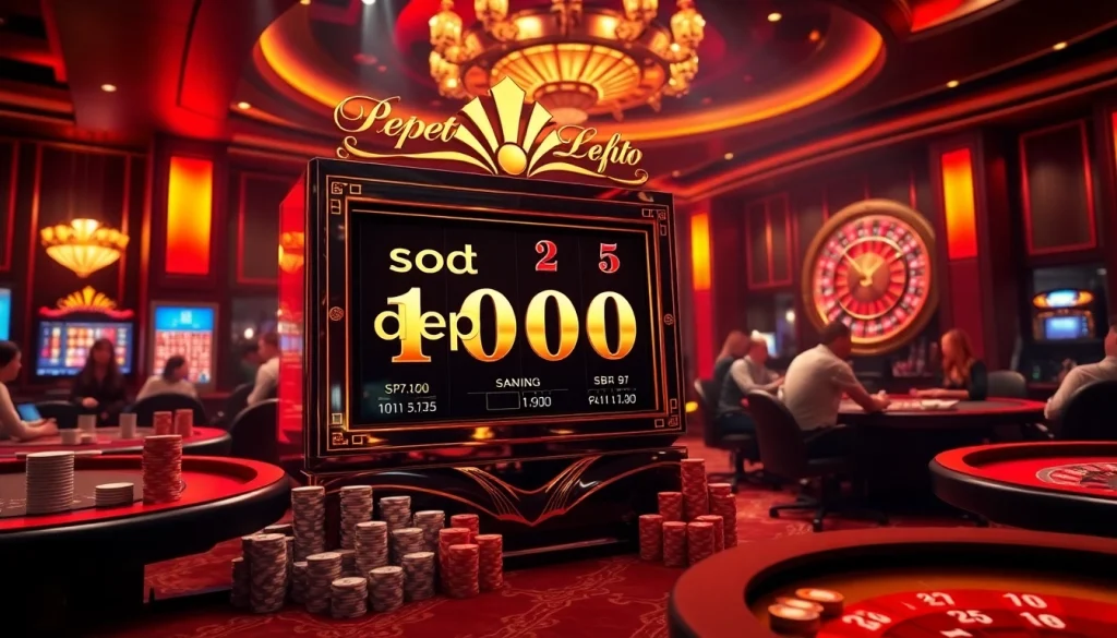 Playing a dynamic slot depo 1000 game in a vibrant casino with chips and excitement.