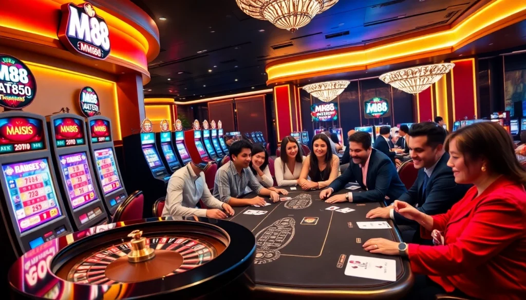 Experience the thrill of winning at MM88's exciting casino games with vibrant slot machines.