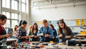 Engaged students at a Trade School knoxville Tn classroom actively learning and collaborating.