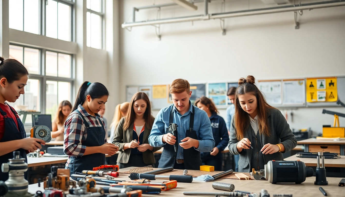 Engaged students at a Trade School knoxville Tn classroom actively learning and collaborating.
