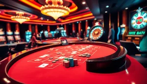 Play Baccarat at https://xx88.us/ in a luxurious casino atmosphere with vibrant colors and lively gaming tables.