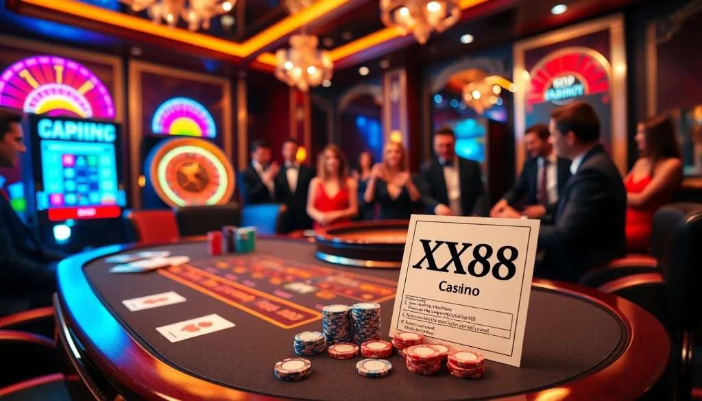 Exciting gaming experience at XX88 online casino with roulette and slot machine.