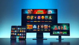 A188 online gaming platform interface showcasing various games on multiple devices.