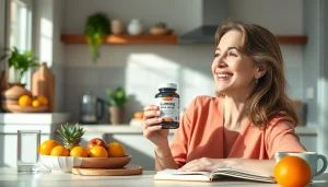 エクオール 10mg サプリのおすすめ。静かなキッチンで健康サプリを楽しむ女性。