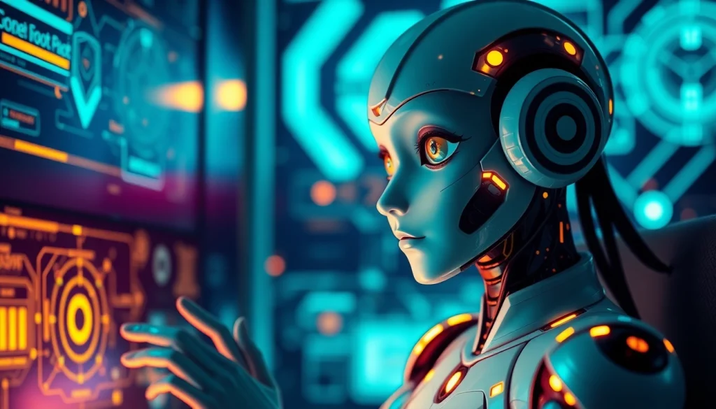 AI nsfw character in futuristic ambiance with vibrant colors.