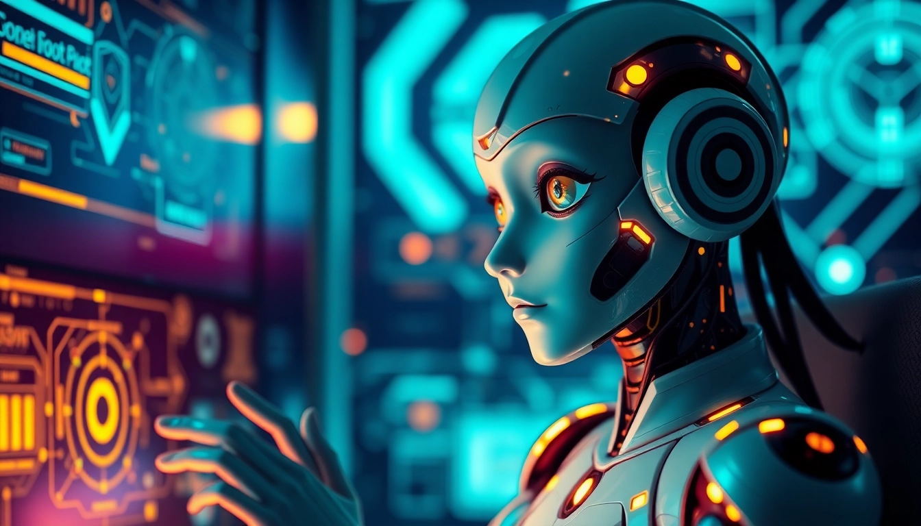 AI nsfw character in futuristic ambiance with vibrant colors.