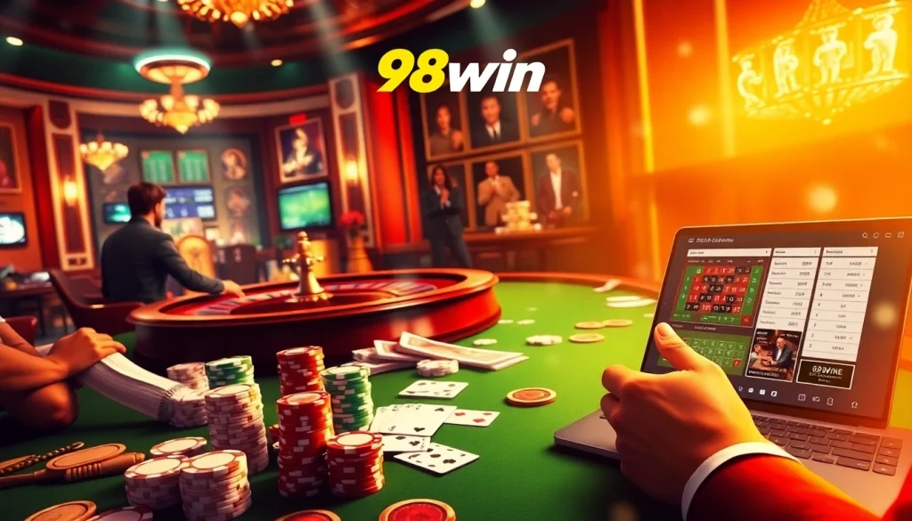 Experience the thrill of gambling at 98win with exciting poker and roulette games.