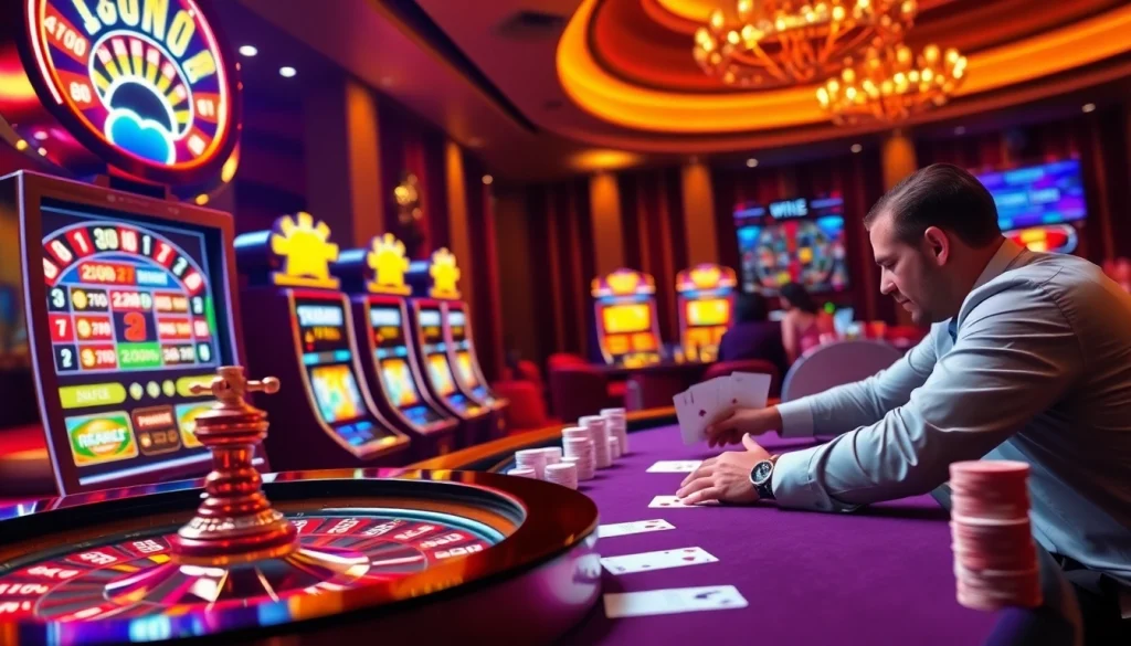Exciting online gambling scene showcasing a professional dealer at https://co88.vin/ with rich colors and casino elements.