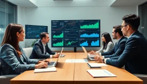 Analyze data to find competitor pricing with a focused business team in a modern office.