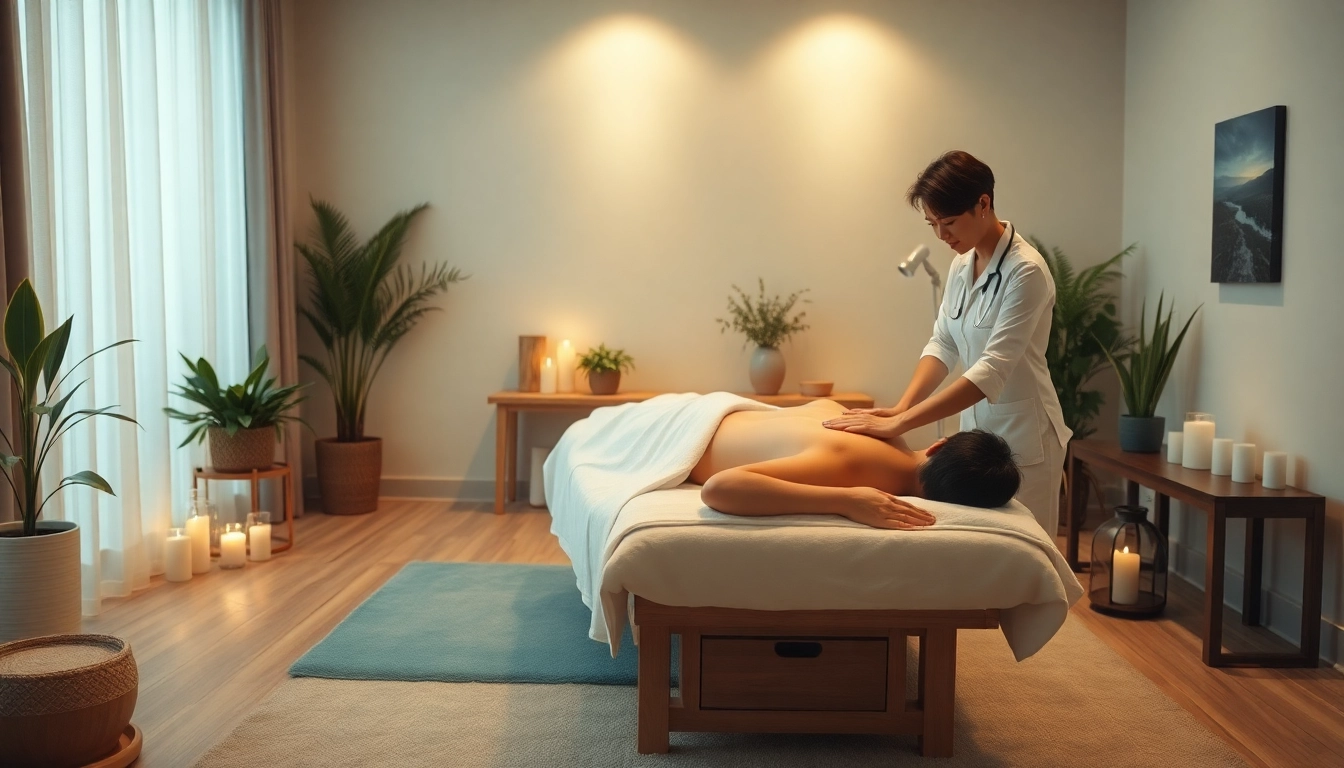 출장마사지 session showcasing a professional therapist and tranquil ambiance.