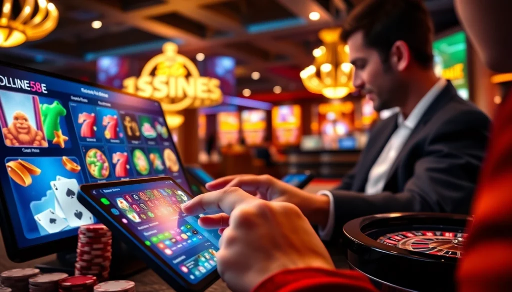 Engaging users on the 58ee online casino platform showcasing exciting games like slots and poker.