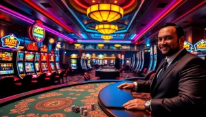 Rasakan sensasi Slot Depo 1K saat pemain berinteraksi dengan mesin slot yang penuh warna dan meja permainan yang hidup.