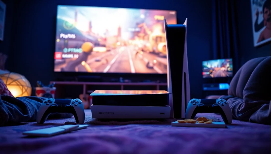 Highlighting the excitement of PS5 Pro game reviews in a vibrant gaming setup.