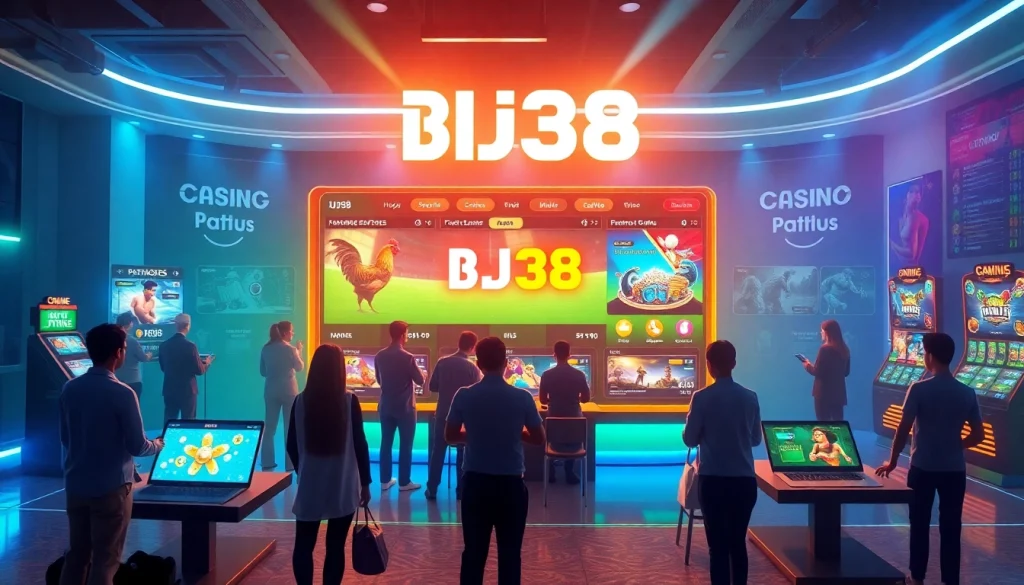 BJ38 online gaming platform showcasing vibrant cockfighting and sports betting experiences.