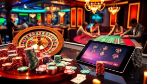Experience the thrill of gambling at https://ok88.tech/ with engaging casino scenes filled with roulette and poker.