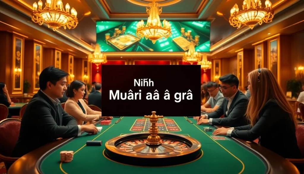 Engaging scene of Nhà cái đá gà in a luxurious casino, featuring vibrant tables and strategic play.