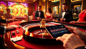 Vivez le frisson de l'action des casinos en ligne avec des joueurs à une table de roulette.