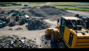 View of the Bonnyville dump site with machinery efficiently managing waste and recycling.