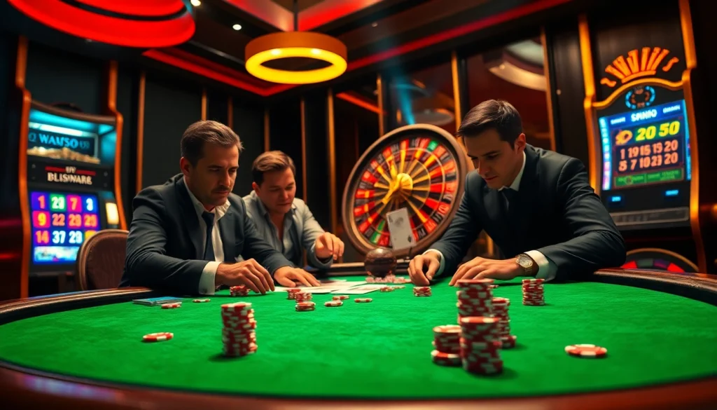 Suasana kasino yang hidup menampilkan pemain poker profesional sedang bekerja, menangkap kegembiraan berjudi di aurendezvousdesamis.com.