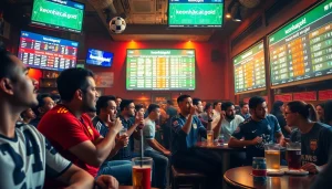 Exciting sports betting scene with keonhacai.gold displayed during live soccer matches.