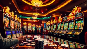 Engaging players enjoying the slot demo scatter hitam experience in a luxurious casino.