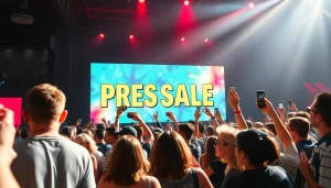 Fans excitedly awaiting presale tickets for a concert event.