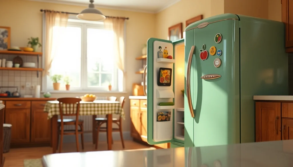 Stylish Retro Appliance refrigerator showcasing vintage aesthetics in a vibrant kitchen setting.