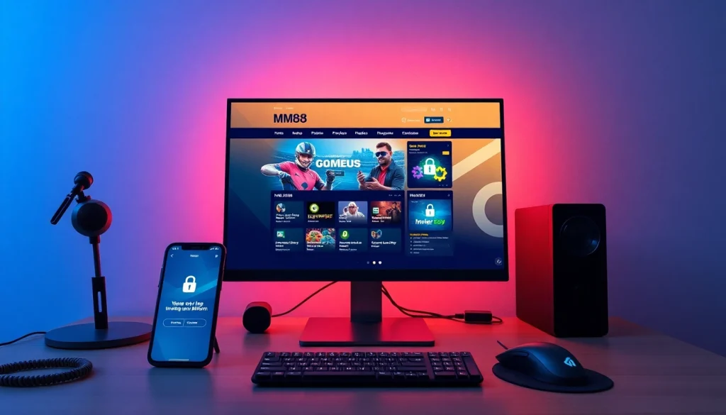 Online gaming platform MM88 interface with mobile support and security features.