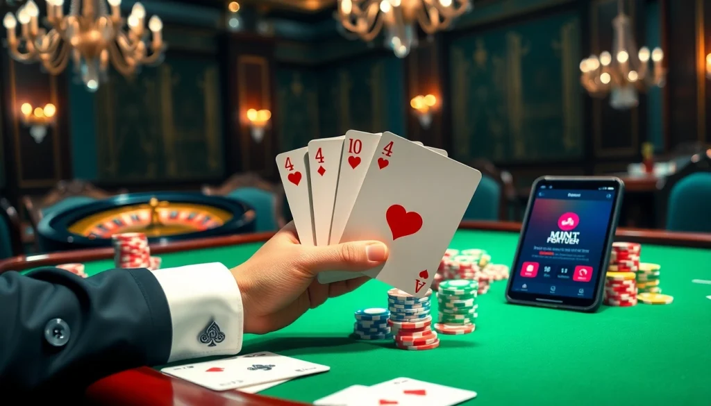 Exciting hand in IDN Poker reveals a royal flush atop a luxurious gaming table.