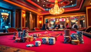 A beautifully set Tài Xỉu MD5 gaming table at https://taixiumd5.fan/, showcasing vibrant colors and an exciting atmosphere.